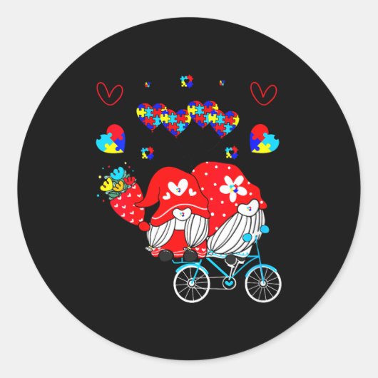 Sticker Rond Womens Accept Understand Love Autism Awareness Gno (Devant)
