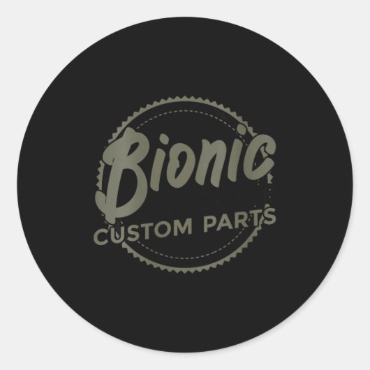 Sticker Rond Womens Bionic Knee Club Parts Funny Knee Replaceme (Devant)