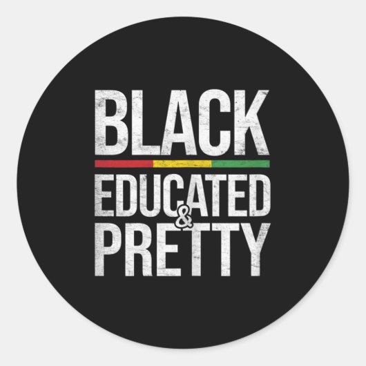 Sticker Rond Womens Black Educated Pretty African American Bl (Devant)