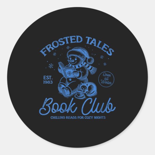 Sticker Rond Womens Funny Christmas Snowman Frosted Tales Book  (Devant)