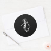 Sticker Rond Womens Funny Halloween Mermaid Skeleton (Enveloppe)