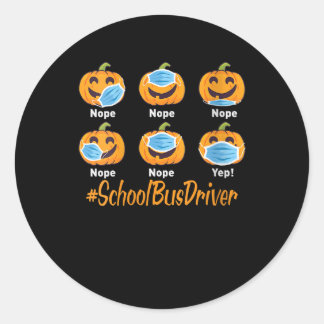 Sticker Rond Women's Funny Halloween School Driver Pumkin