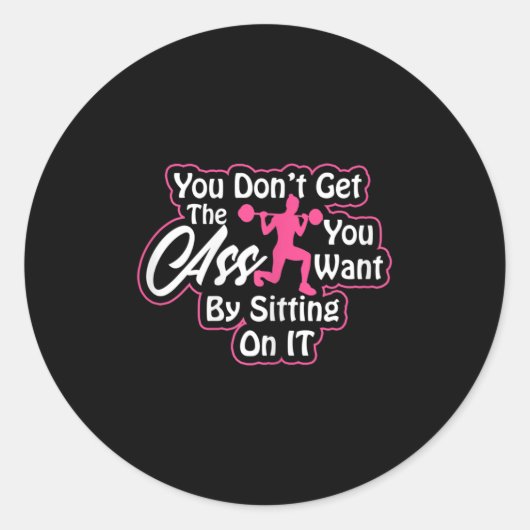 Sticker Rond Womens Glutes Workout Day Insrational Motivational (Devant)