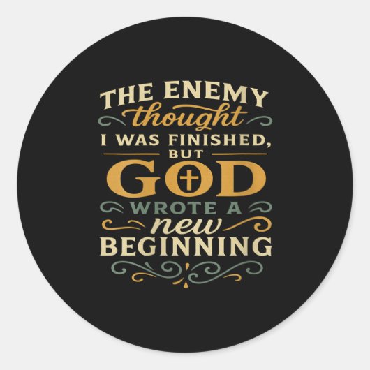 Sticker Rond Womens God Wrote A New Beginning Faith Based Insra (Devant)