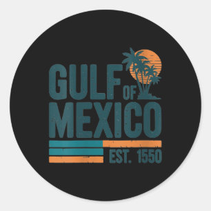 Sticker Rond Womens Gulf Of Mexico Est 1550 Retro Vintage V-nec