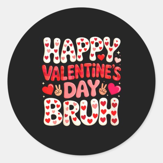 Sticker Rond Women's Happy Valentine's Day Hearts Matching Kids (Devant)