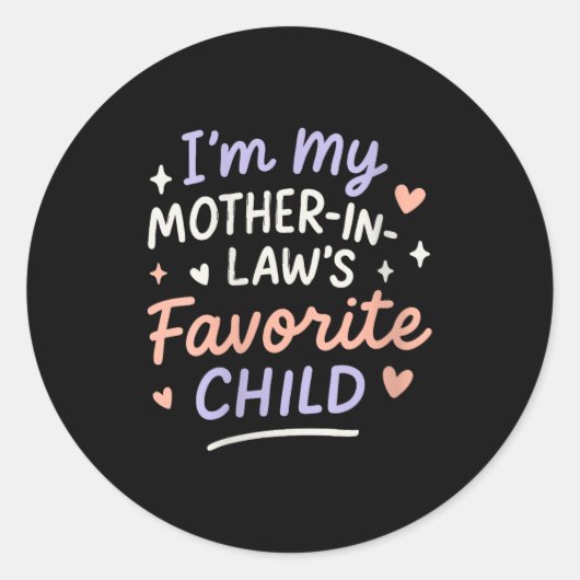 Sticker Rond Womens I'm My Mother In Law's Favorite Child V-nec (Devant)