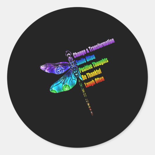 Sticker Rond Womens Motivational Insration Gift Dragonfly  (Devant)