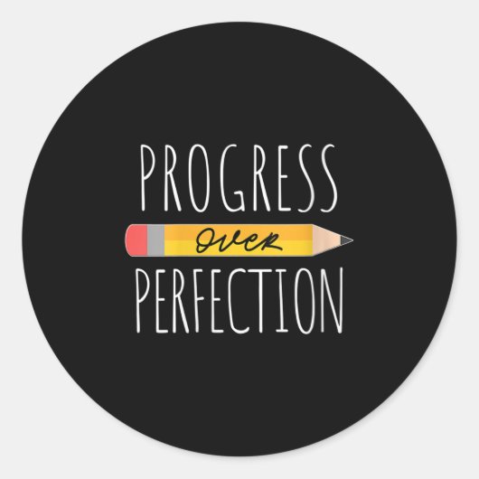 Sticker Rond Womens Motivational Progress Over Perfection Back  (Devant)