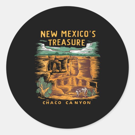 Sticker Rond Womens New Mexico Treasure Chaco Canyon National P (Devant)
