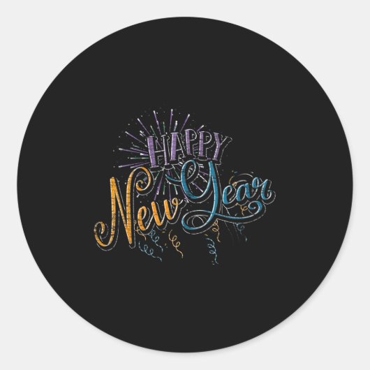 Sticker Rond Womens New Years Eve Celebration Confetti Firework (Devant)