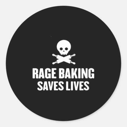 Sticker Rond Womens Rage Baking Saves Live Skull Funny Baker Co (Devant)