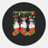Sticker Rond Womens Russell Terrier Dog In Christmas Socks Funn (Devant)