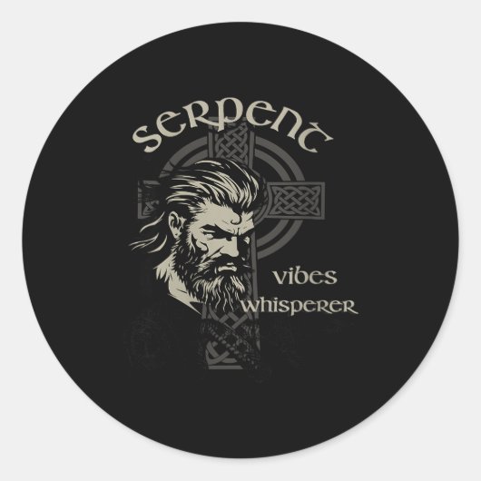 Sticker Rond Womens Serpent Vibes Whisperer Nordic Mystic Beard (Devant)