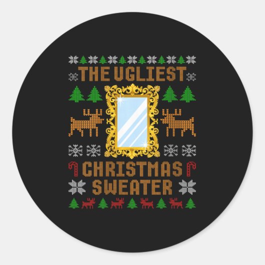 Sticker Rond Womens The Ugliest Christmas Sweater With An Image (Devant)