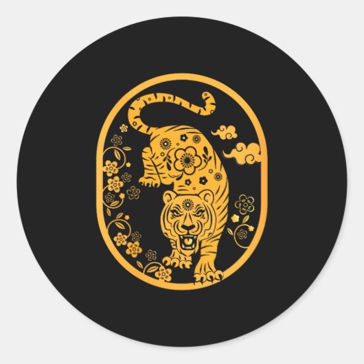 Sticker Rond Womens Traditional Art Chinese New Year 2022 Year (Devant)