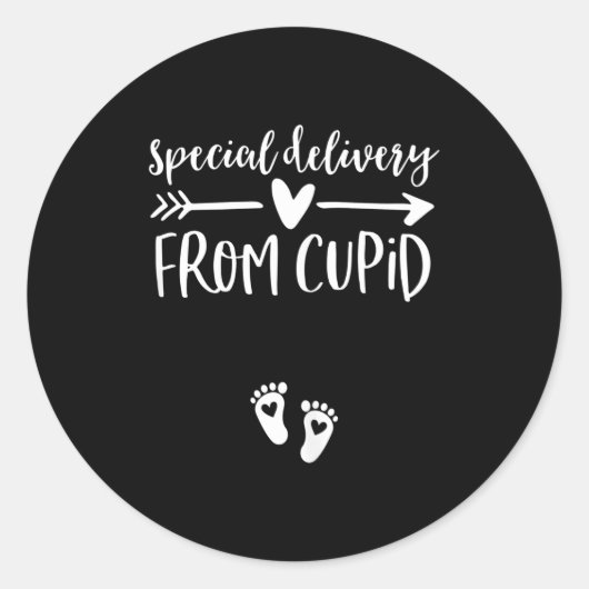 Sticker Rond Womens Valentines Day Couples Pregnancy Announceme (Devant)