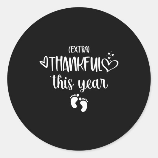 Sticker Rond Womens Very Thankful This Year Happy Pregnancy Ann (Devant)