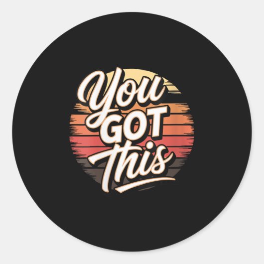 Sticker Rond Womens You Got This – Retro-insred Motivational V- (Devant)