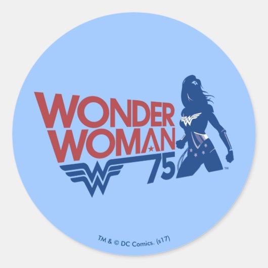 Sticker Rond Wonder Woman 75th Anniversary Red & Blue Logo (Devant)