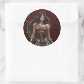 Sticker Rond Wonder Woman Battle-Ready Comic Art (Sac)