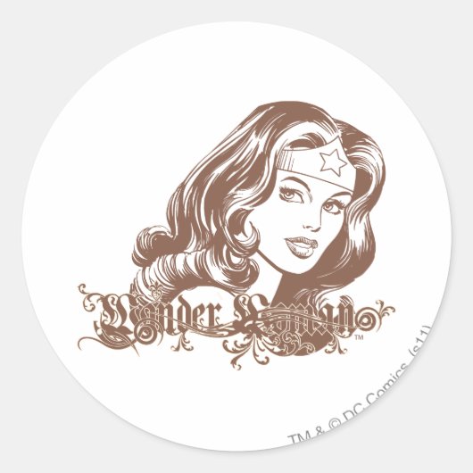 Sticker Rond Wonder Woman Brown (Devant)