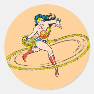 Sticker Rond Wonder Woman entouré de Lasso