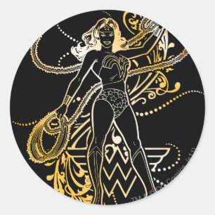 Sticker Rond Wonder Woman Fade Jaune