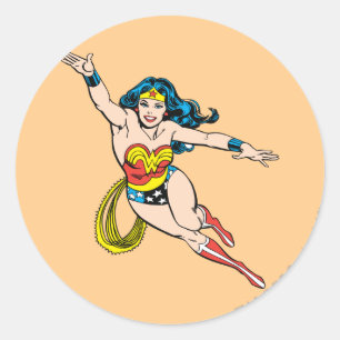 Sticker Rond Wonder Woman Flying Forward