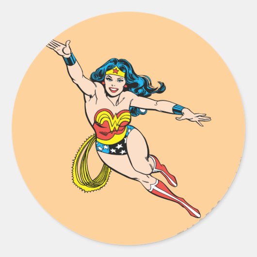 Sticker Rond Wonder Woman Flying Forward (Devant)