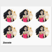 Sticker Rond Wonder Woman Force (Feuille)