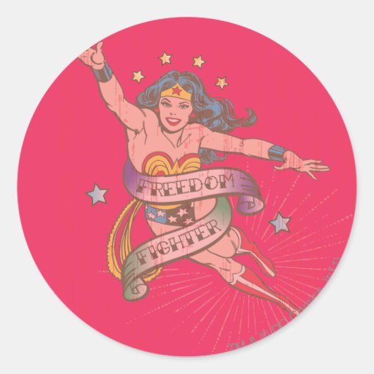 Sticker Rond Wonder Woman Freedom Fighter (Devant)