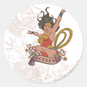 Sticker Rond Wonder Woman Goddess