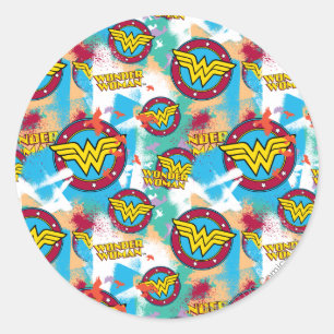 Sticker Rond Wonder Woman Motif