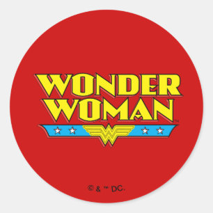 Sticker Rond Wonder Woman Nom et logo