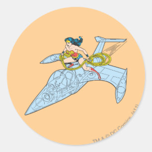 Sticker Rond Wonder Woman on Spaceship