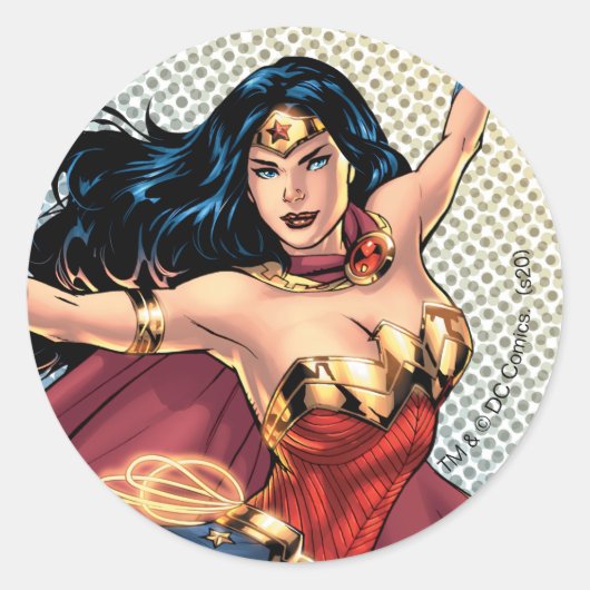 Sticker Rond Wonder Woman Portant Cape (Devant)