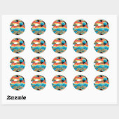 Sticker Rond Wonder Woman Rainbow Clouds Motif (Feuille)