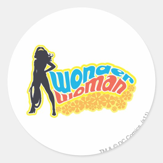 Sticker Rond Wonder Woman Silhouette (Devant)