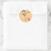 Sticker Rond Wonder Woman tient Lasso 4 (Sac)
