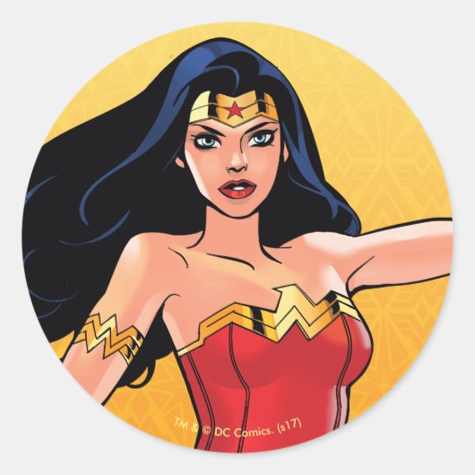 Sticker Rond Wonder Woman With Lasso - Lutte Pour La Justice (Devant)