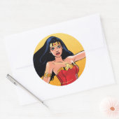 Sticker Rond Wonder Woman With Lasso - Lutte Pour La Justice (Enveloppe)