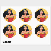 Sticker Rond Wonder Woman With Lasso - Lutte Pour La Justice (Feuille)