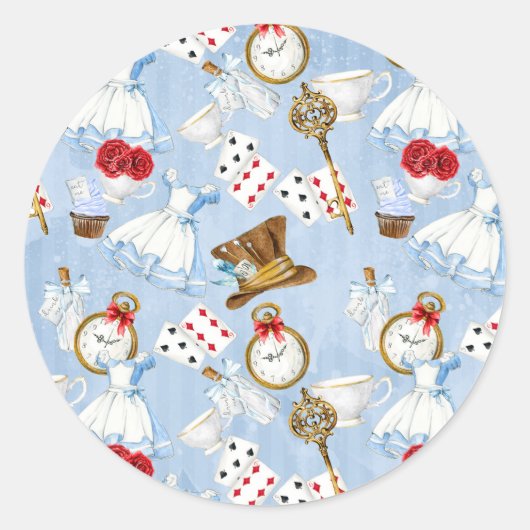 Sticker Rond Wonderland Alice Motif (Devant)