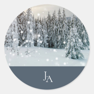 Sticker Rond Wonderland Woodland Mariage de script de neige