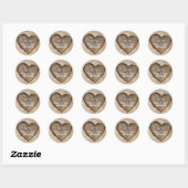 Sticker Rond Wood Heart Rustic Mariage (Feuille)