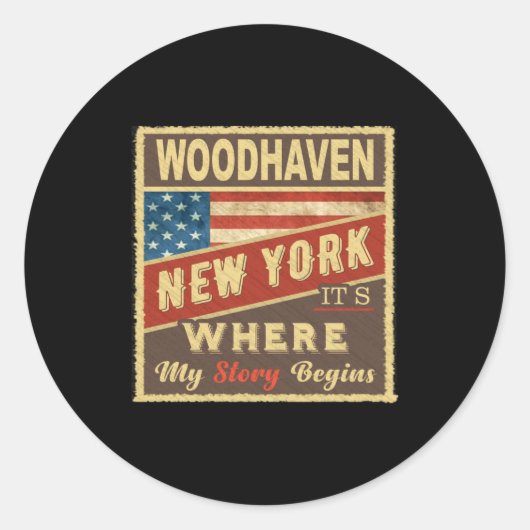Sticker Rond Woodhaven Ny Its Where My Story Begins _1  (Devant)