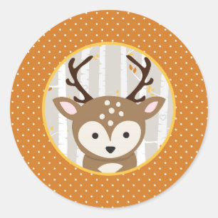Sticker Rond Woodland Automne / Baby shower d'hiver Favoriser