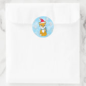 Sticker Rond Woodland Créatures Renard de Noël avec chapeau de  (Sac)
