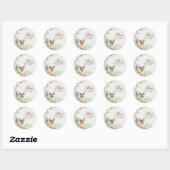 Sticker Rond Woodland Deer Forest Neutral Baby Shower (Feuille)